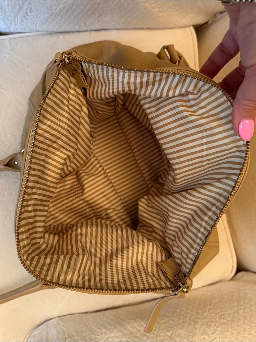 kate spade New York Tan Leather Shoulder Bag with Top Handles